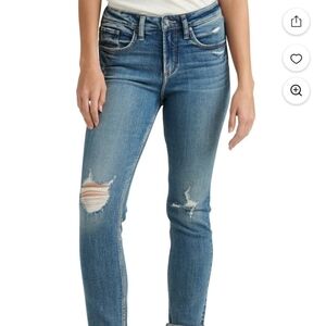 Silver Jeans Beau High Waist Raw Hem Girlfriend Jeans